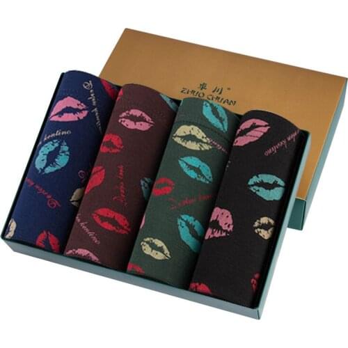 4PCS New Arrivals Boxers Fashion Comfy Men Sexy Boxers Underwar Multi Print Panties Boxer Come In Box Free Shipping Cost