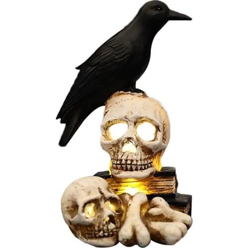 Halloween Decorations Lamp Skull Crow Bone LED Night Light Horror Haunted House Bar Secret Room Dress Up Props Ornaments