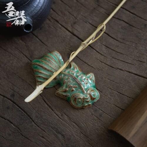 Home Decor Ceramic Fish Tea Pet Antique Cover Mat Study Paperweight Table Small Ornament Accessories Улун Чай Chinese Tea