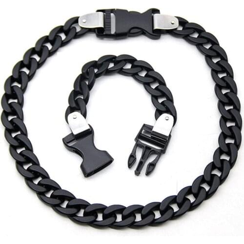 Statement Cool Punk Acrylic Chain Metal Buckle Necklace For Men Women Transparent Frosted Chunky Chains Long Necklace Jewelry