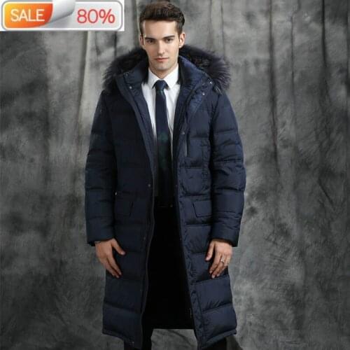 Mens Winter Long 90% White Goose Jacket Men Clothes 2020 Raccoon Fur Collar Down Coats JH1539 B2309A