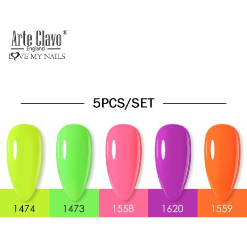 Arte Clavo Hot Sale 5pcs/set Gal Nail Polish Kit Nail Art Set For Gel Lacquer Varnish 115 Colors LED Soak Off Nail Art Manicure