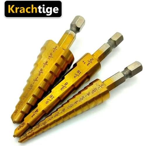 Krachtige 3pc Step Drill Bit Set Unibit Titanium HSS M2 28 Sizes Industrial Reamer 1/8-3/4