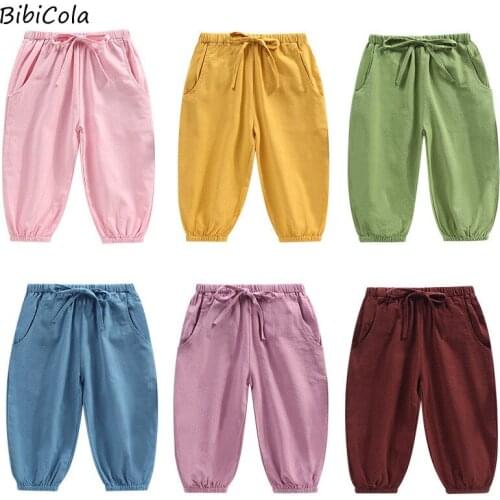 Summer New Hot Style Pants Childrens Clothing Mosquito Pants Children Boys Girls Printed Casual Pants 2021 Kids Trousers