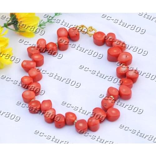 Z11432 17" 16mm Orange Red Coral Bead Necklace