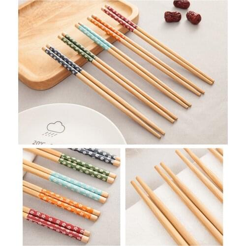 1 Pairs Small Floral Chopsticks Wooden Chopsticks Cook Noodles Deep Fried Hot Pot Chinese Style Food Sticks Kitchen Tools