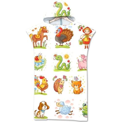 Adult Microfiber Beach Towel Animal Printed Partten Hooded Bath Towel Quick Drying Soft Bathrobe For Beach Surf Swim Change Robe