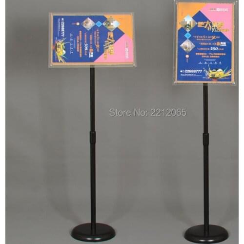 A4 Adjustable Telescoping Post Poster Pedestal Sign Display Holder Floor Stand with Acrylic Poster Frames