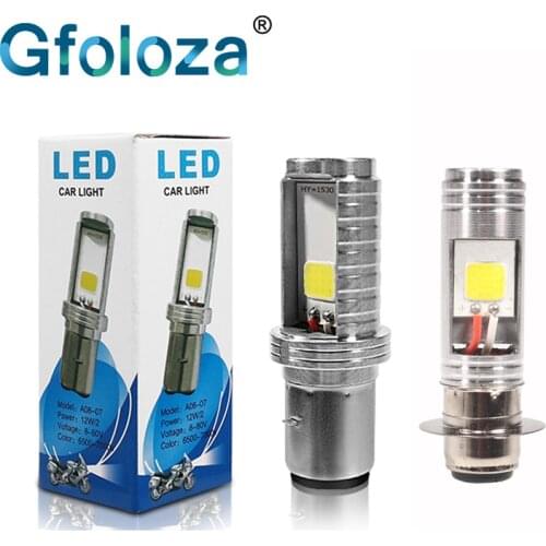 Gfoloza 1Pcs H6 BA20D LED Motorcycle Headlight H6M P15D LED Moto Hi/Lo Beam Bulbs For Motorbike Scooter Moped Headlamp 12W White