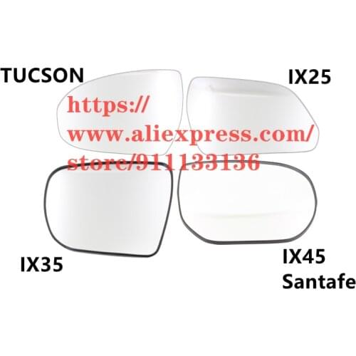 Rearview mirror lens left/ right side for Hyundai Ix25 / Ix35 /Ix45 /TUCSON / Santafe White glass with heat Assembly accessories