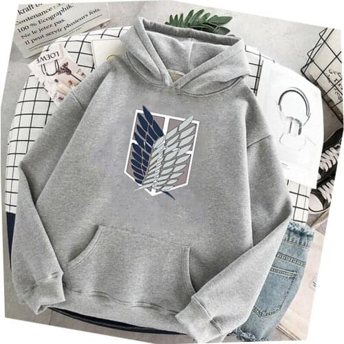 Fashion Anime Attack on Titan Hoodied Women 2021 Autumn Winter Fun Liberty Wings Logo Long Sleeve Manga Harajuku Clothes Lady