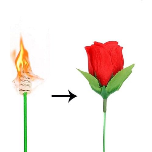 1PCS Folding Red Rose Magic Tricks Flower Magic Trick Flame Appearing Flower Professional Magician Illusion Stage Props Toys