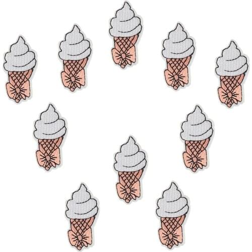 10PCS Ice Cream Sweet Stripe Patch Iron on Transfer Applique Patch for Kid Clothes for DIY Craft Embroidery Patches for Clothing