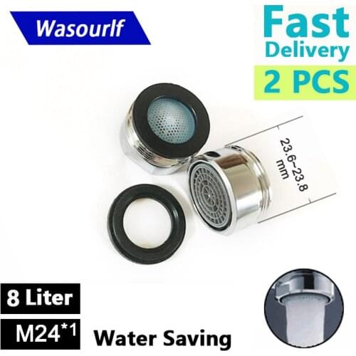 WASOURLF 2PCS M24*1 aerator 24mm male thread 8L Water Saving tap bubble faucet brass kitchen basin bathroom wholesale