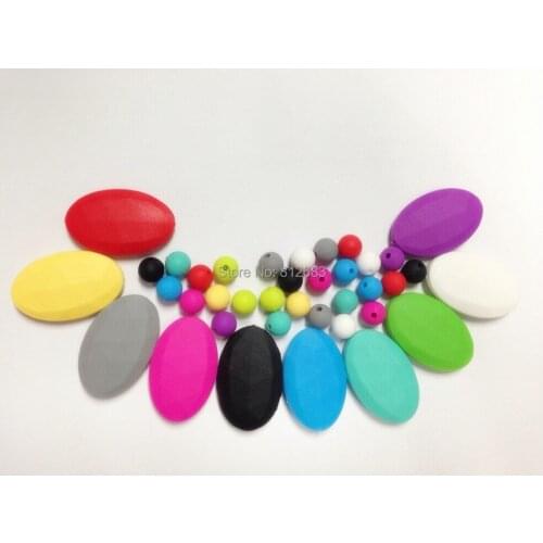 2in 1Kit 100PCS 10MM MIX bead and 10pcs lagre Chew beads Teething Nursing Necklace 100% Non Toxic BPA Free chew necklace