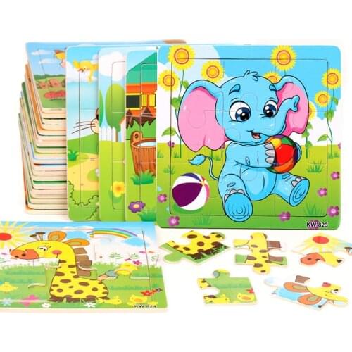 DIY 3D Puzzle Wooden Cartoon Cognition Animal Transportation Jigsaw Early Learning Educational Toys For Children Kids Baby