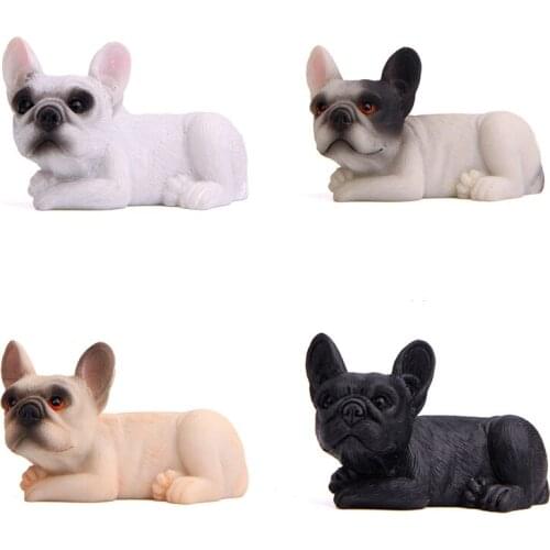 4pcs/lot 6.2cm France Bulldog Car Ornament Model Toys Resin Kawai Zakka Bulldog Action Figure Toys Model Home Decor