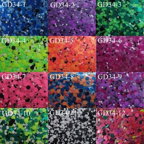 50g/BAG Free Shipping Wholesale Mixed 3-Size Sugar Color Round Decoratioan Nail art Glitter Pieces GD34