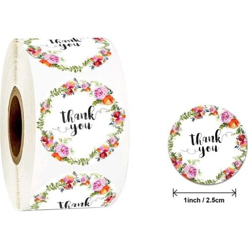 Explosive 50pcs pack of thank you flowers handmade crafts decorative sealing stickers envelope decoration wedding decoration