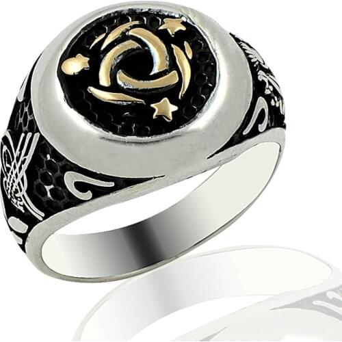 925 Silver Star Printed Casual Ottoman Rings for Men