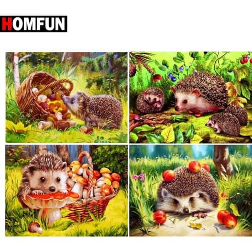 HOMFUN Diamond Embroidery "Hedgehog fruit forest" Pattern DIY 5D Diamond Painting Needlework Cross Stitch Full Drill Painting