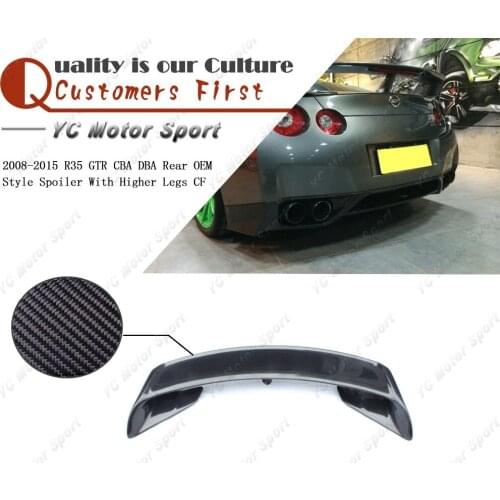 Car Accessories Carbon Fiber OEM Style Trunk Wing Fit For 2008-2015 R35 GTR CBA DBA Rear Spoiler with Higher Legs