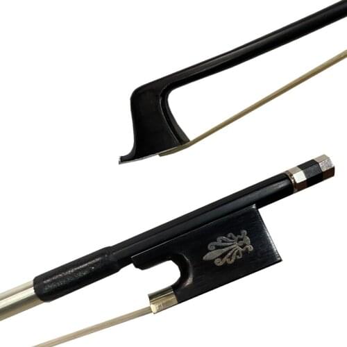 Free shipping 3pc high class black Carbon fiber violin bow 4/4 size new white horse hair professional nickel silver pecock