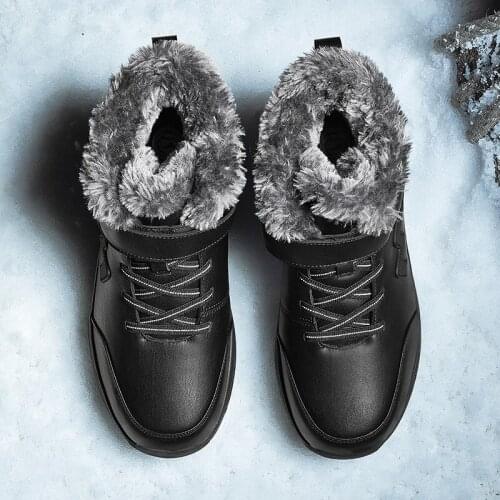 New Winter Leather Ankle Boots Outdoor Waterproof Work Boots Men Casual Shoes Mens Hiking Boots Warm Plush Military Snow Boots