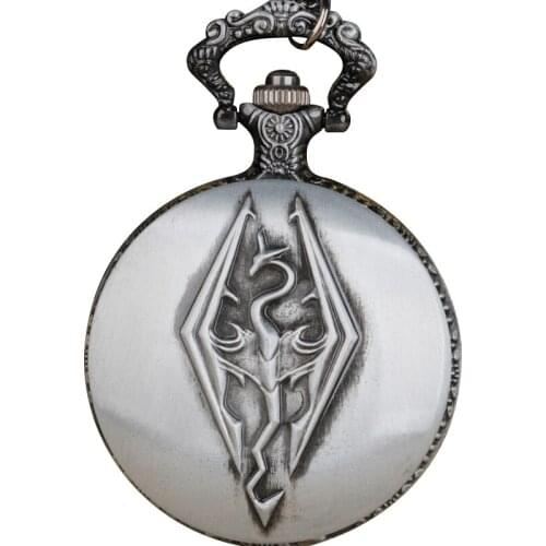Steampunk Grey Game Theme Quartz Pocket Watch with Chain Pendant Necklace Mens Women Fob Watch