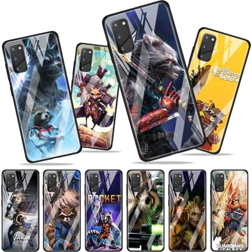 Rocket Racoon Marvel cute for Samsung Galaxy S20 FE Ultra Note 20 S10 Lite S9 S8 Plus Luxury Tempered Glass Phone Case Cover