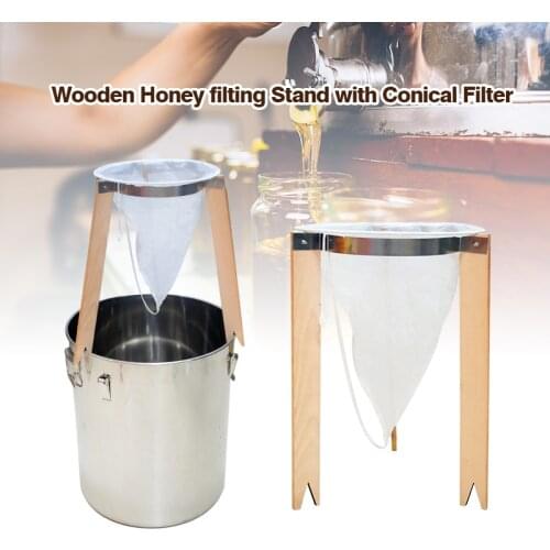 Wooden Honey Filtering Stand with Conical Filter Beekeeping Honey Processing Beekeeping Supplies