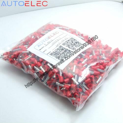 E4012 1000pcs Ferrule Terminal Cord End Terminal AWG12 4mm Copper Brass Wire Copper Insulated Crimp Pin Connector Terminals