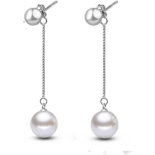 Elegant Long Dangle Earring For Women 925 Sterling Silver Jewelry Top Quality Accessories With Ball Round Pearl Promotion