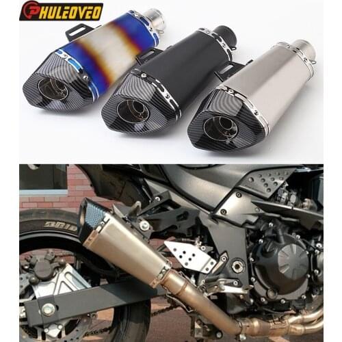 ID:51mm L:340mm Universal Motorcycle Exhaust Muffler Escape with DB Killer Motorbike Muffler Exhaust for MT09 MT07 Z750 Z900