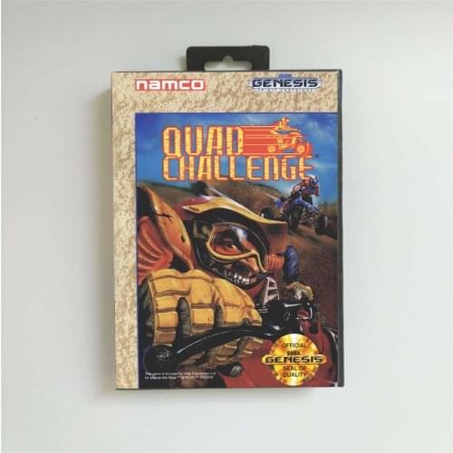 Quad Challenge - USA Cover With Retail Box 16 Bit MD Game Card for Sega Megadrive Genesis Video Game Console