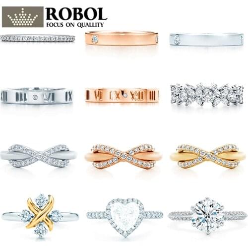 JZ 02 TFB RLLEN High Quality 1:1 Original 925 Sterling Silver Simple Elegant Classic Ring, with LOGO DIY Jewelry Wholesale