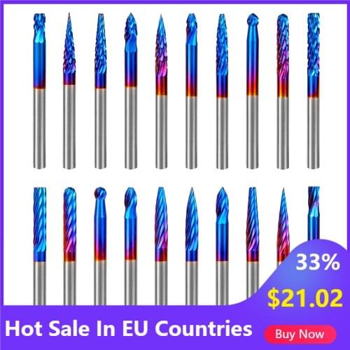 20pcs/Set Carbide Micro Drill Bits 1/8" Shank CNC PCB Engraving Bits for Rotary Dremel Burr Drill Tool