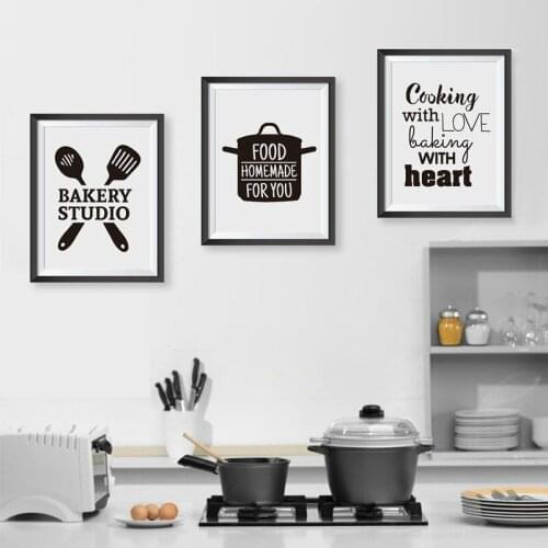 Cooking With Love Kitchen Wall Art Prints And Poster Baking With Heart Canvas Painting Wall Pictures Home Kitchen Decor