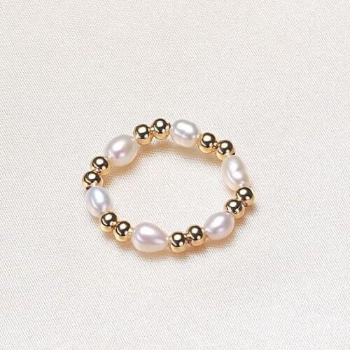 Wholesale 10pcs/lot Real Freshwater 3-4MM Size Pearl Ring Elastic Finger Ring Jewelry Nice Gift