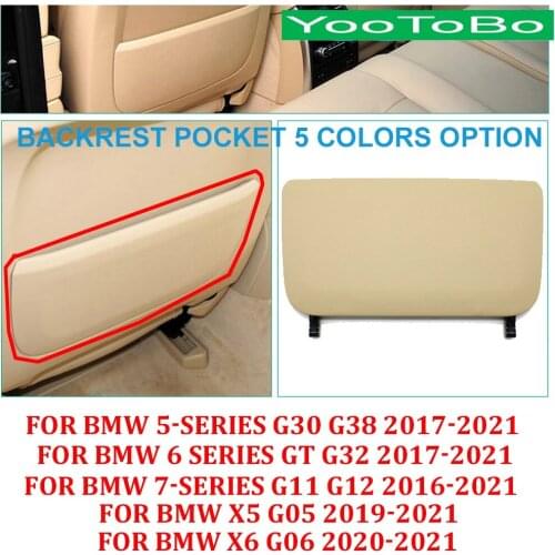 5 Colors Car Seat Backrest Leather Pocket Cover Replacement For BMW 5 / 6 / 7-Series X5 X6 G30 G38 G32 G11 G12 G05 G06 2016-2021