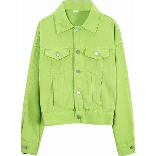Casual Basic Jeans Jacket Women White/Green//Rose Red 2020 New Fashion Spring Woman Denim Coats And Jackets Short Korean NZY141