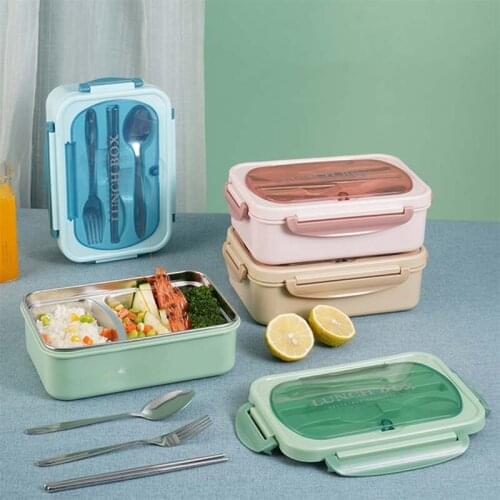 Microwave Lunch Box Dinnerware Food Storage Container Children Kids School Office Portable Bento Box 304 Stainless steel PP
