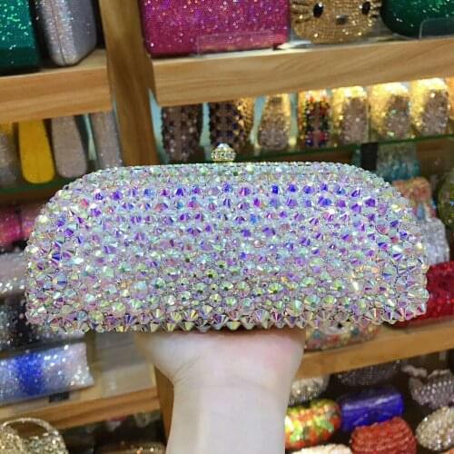 Fashion AB Crystal diamond clutch Bags Purse clutch bag wedding Women Party Purse Mini Clutches Bags Bridal Handbags handbag