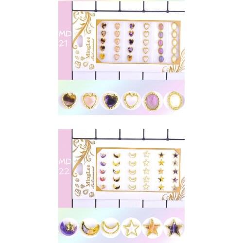 30 pcs/set 3D Alloy Nail Art Sticker 6 Girds Japanese Metal Decal Nail Decorations DIY Design Manicuring Decorations