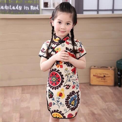 2020 New Summer Baby Girl Dresses Kid Chinese New Year Style chi-pao qipao cheongsam gift Clothes
