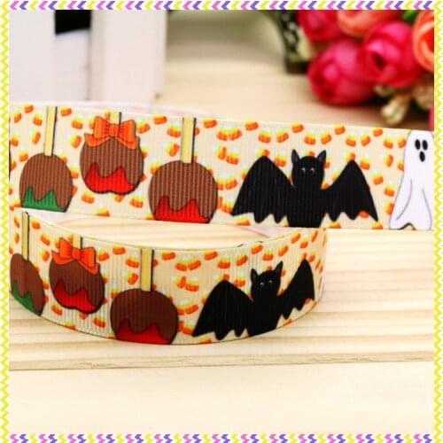 New 7/8'' Free shipping halloween printed grosgrain ribbon hair bow headwear party decoration wholesale OEM 22mm H3936