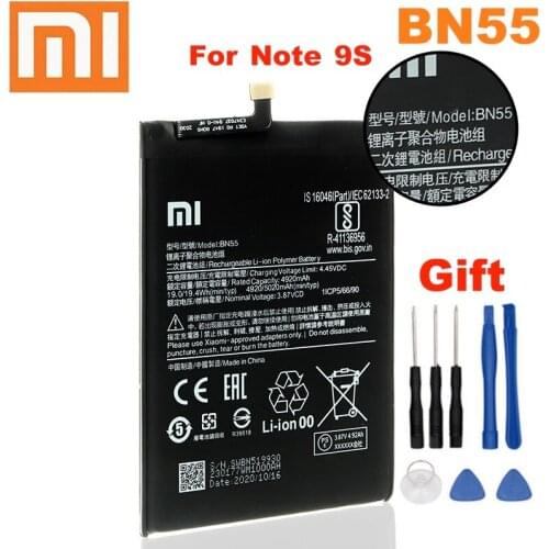 XiaoMi Original Replacement Battery BN55 For Xiaomi Note 9S Note9S Authentic Phone Battery 5020mAh + free tools