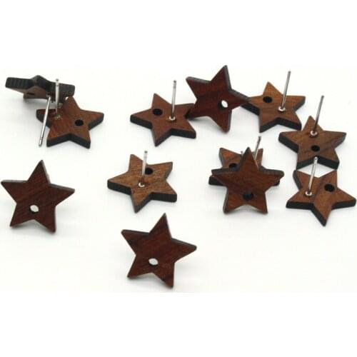 6pcs With Hole Retro Wood Five-pointed Star Earring Base Findings Earring Pendants Connector Accessory Women DIY Jewelry Make
