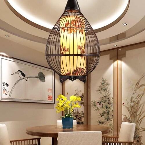 Chinese bamboo cage Pendant Lights dining room bedroom hotel restaurant classical style lamps LU71245 YM