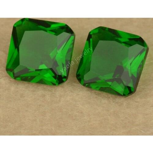 Sale 3x3~12x12mm 5A Yellow Green Color Loose Glass Stone Square Octangle Cut Princess Shape Synthetic Gems Glass Beads For DIY